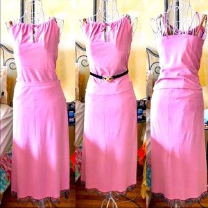 Sharagano, Pink faux suede 2 piece dress,